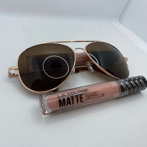 sunglasses and matte lip color set